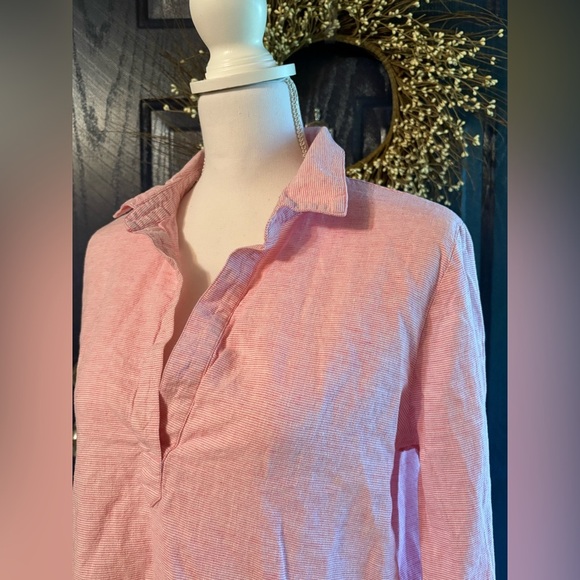 Vineyard Vines Pink 3/4 Sleeve Polo Tunic Linen and Cotton size M - Picture 2 of 12